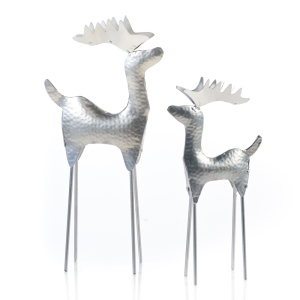 hammered silver reindeer set of 2
