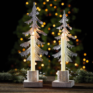 Silver Pine Candle Stands Alt 1