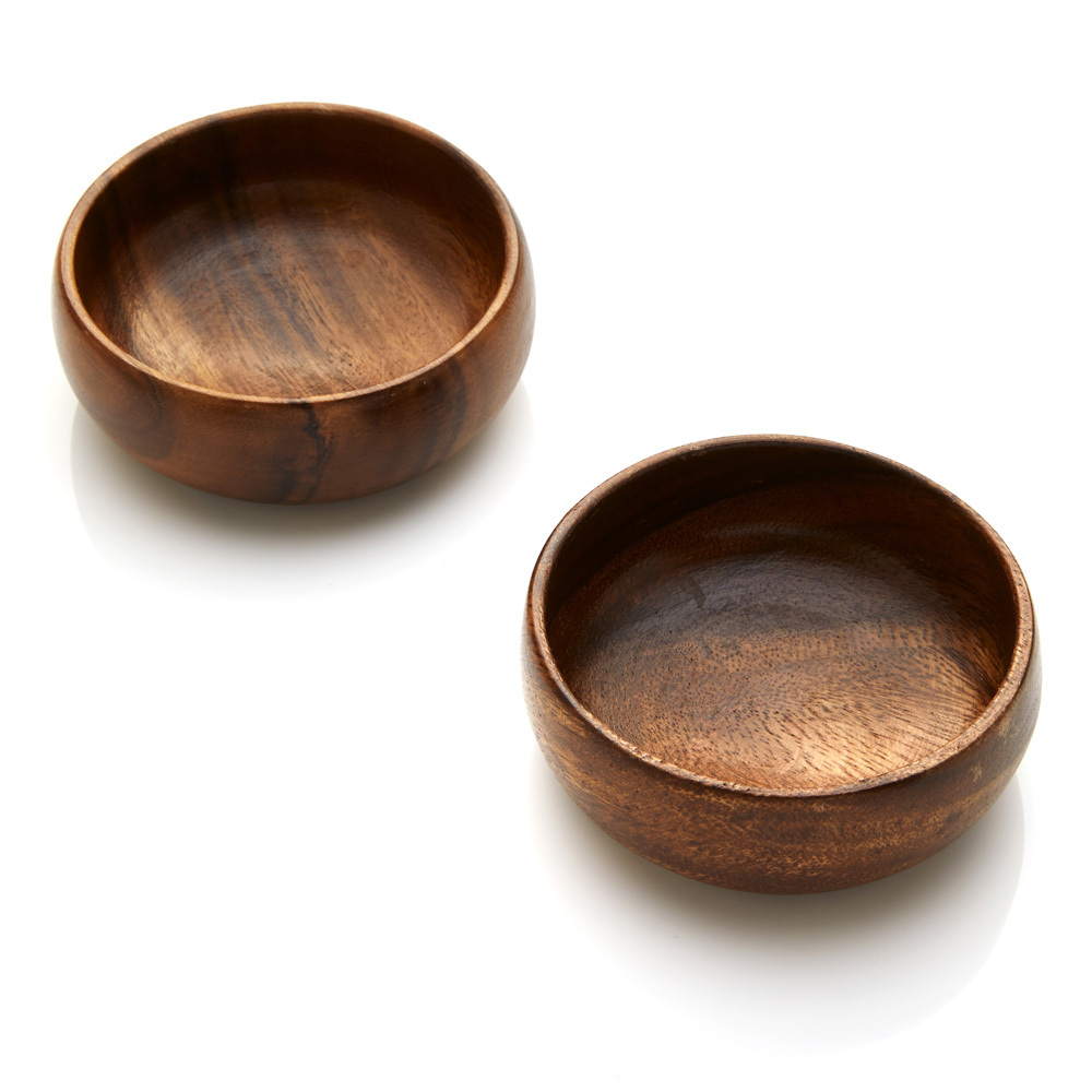Handmade Serving Bowls, Set of 2 Acacia Dipping Bowls
