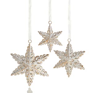 antique white snowflake ornament set