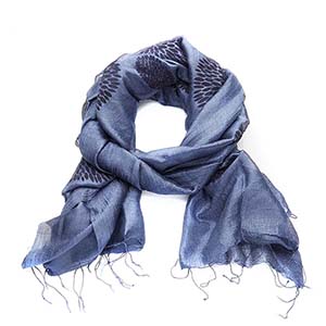 indigo chrysanthemum scarf