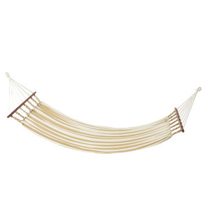 tan & white framed hammock