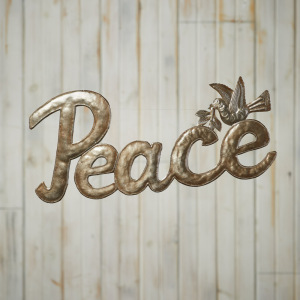 recycled metal peace art