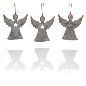 Recycled Metal Angel Ornaments - Set of 3