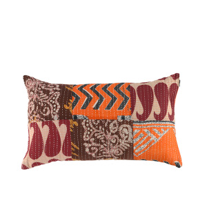 patchwork kantha lumbar pillow