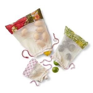 reusable kantha produce bags set of 3