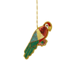 Tropical Zari Macaw Ornament