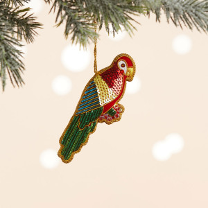 tropical zari macaw ornament alt