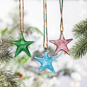 Glass Star Ornaments - Set of 3 alt
