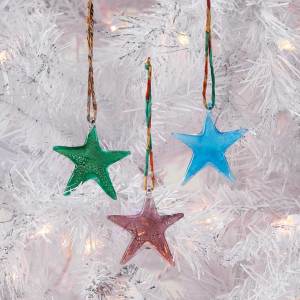 recycled glass star ornaments - set of 3 alt 2