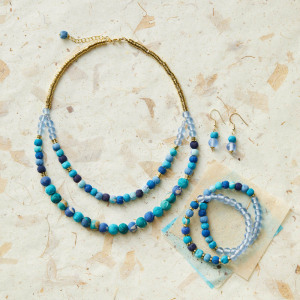 Neela Sari & Glass Multistrand Necklace  alt 2