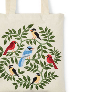 Woodland Birds Embroidered Tote Bag alt 2