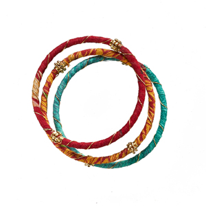 Recycled Sari Wire Wrap Bangles Set of 3