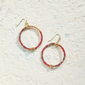recycled sari wire wrap earrings alt