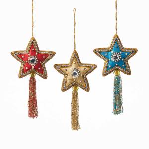 zardosi star ornaments - set of 3