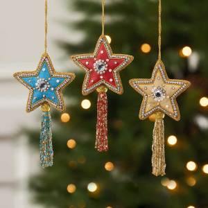 zardosi star ornaments - set of 3 alt