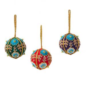 zardosi ball ornaments - set of 3
