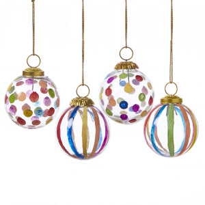 jolly glass globe ornaments - set of 4