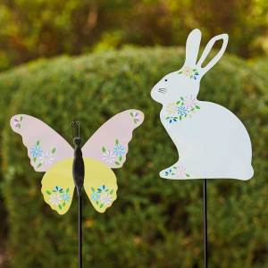 butterfly & bunny garden stakes - set of 2 alt 1