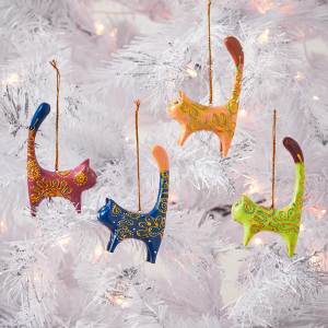 party cat ornaments - set of 4 alt