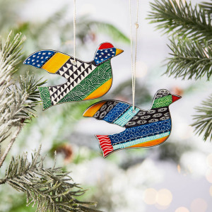 Soapstone Turtle Dove Ornaments - Set of 2 alt