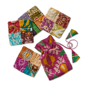 patchwork kantha coasters set of 4 alt