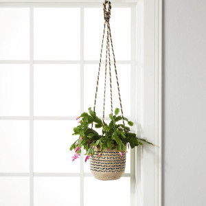 Zindi Stripe Hanging Plant Basket alt