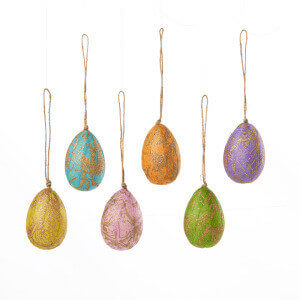 gold marbled egg ornaments set of 6