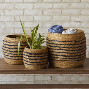dhaka denim striped baskets set of 3 alt