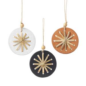 terracotta snowflake ornaments - set of 3