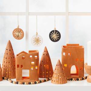 terracotta snowflake ornaments - set of 3 alt