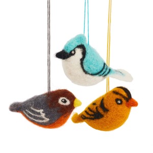 felted bird ornaments