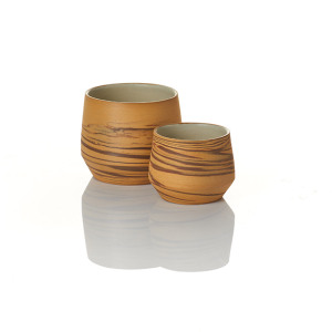 tiger stripe ceramic pots set of 2