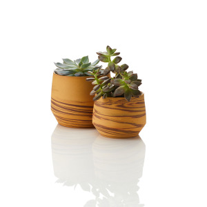 Tiger Stripe Ceramic Pots - Set of 2 alt 1