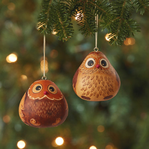 gourd owl ornaments set alt