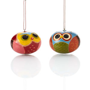 brilliant owl gourd ornament set