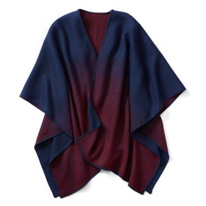 burgundy and blue ombre poncho