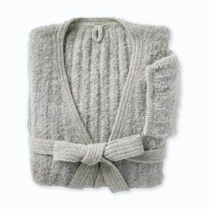 soft gray boucle alpaca robe