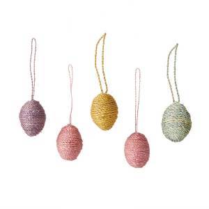 abaca egg ornaments - set of 5