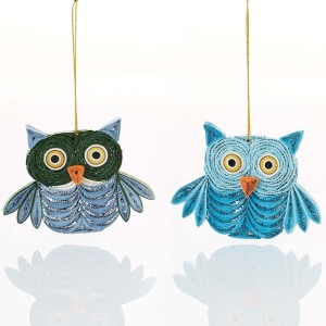 quilled owl ornaments set