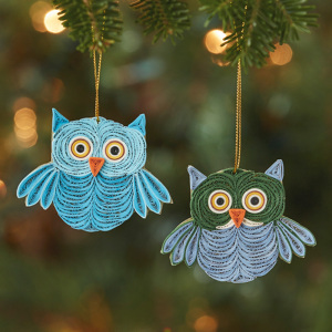 quilled owl ornaments set alt
