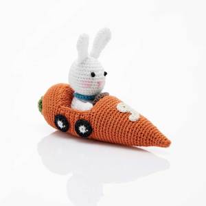 crocheted racer bunny number 9