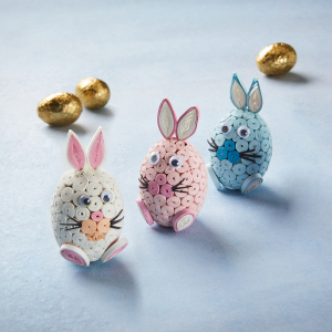 pastel quilled bunny trio