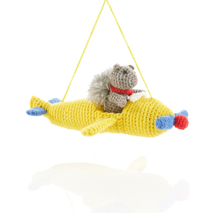 pilot squirrel crocheted ornament