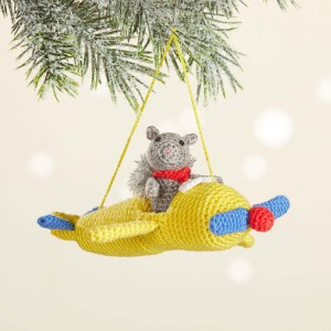 pilot squirrel crocheted ornament