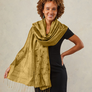 gold dust wildflower silk scarf alt 1