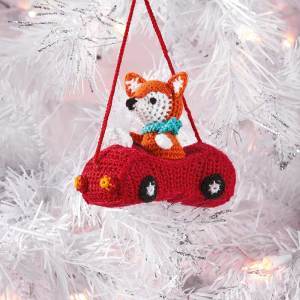 racecar fox crocheted ornament alt 2