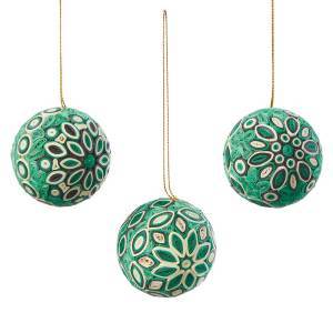 quilled evergreen ball ornaments - set of 3