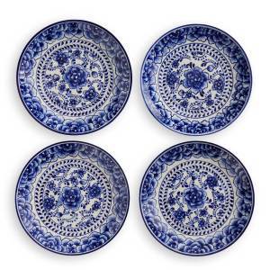 indigo bloom appetizer plates- set of 4
