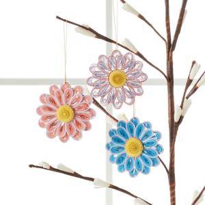 quilled daisy ornaments - set of 3 alt